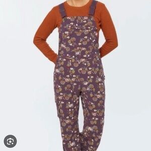 Duluth Trading Co Purple chicken print heirloom gardening overalls